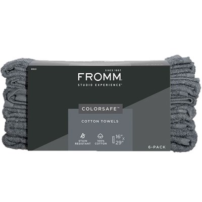 Fromm Colorsafe Cotton Towels - Grey, 16 inch x 29 inch 6 pk.