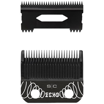 StyleCraft Replacement ECHO Fixed DLC Hair Clipper Blade with DLC Deep Tooth Cutter Set - Black 2 pc.