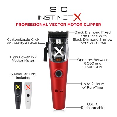 StyleCraft InstinctX Professional Hair Clipper - IN2 Vector Motor with Intuitive Torque Control